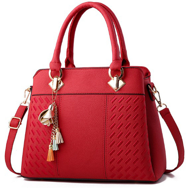 Sac à main femme grande taille – broderie losanges, bandoulière, style casual élégant