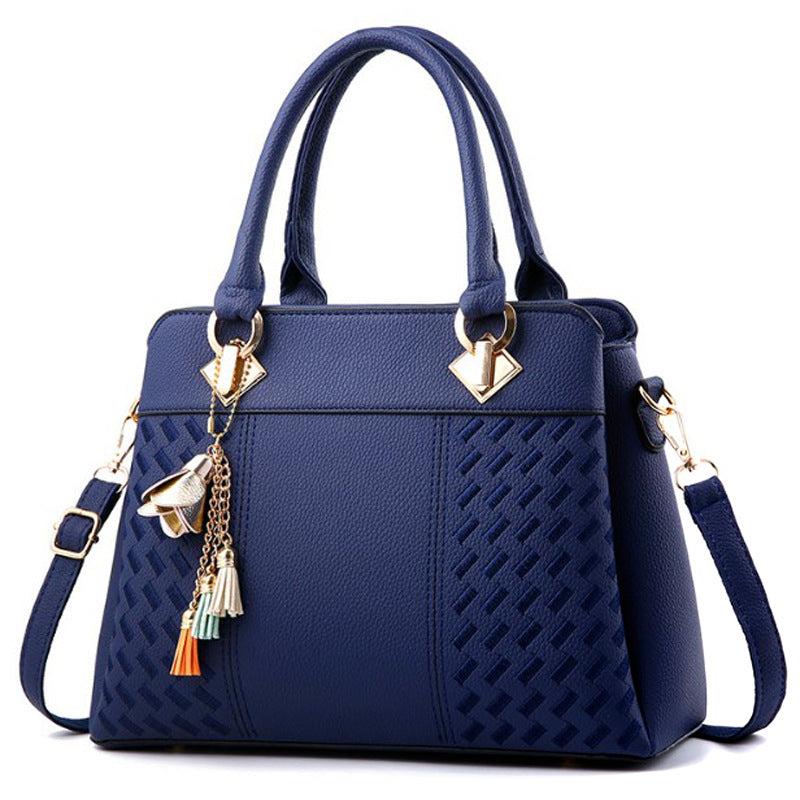 Sac à main femme grande taille – broderie losanges, bandoulière, style casual élégant