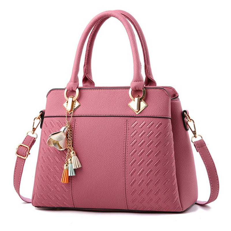 Sac à main femme grande taille – broderie losanges, bandoulière, style casual élégant