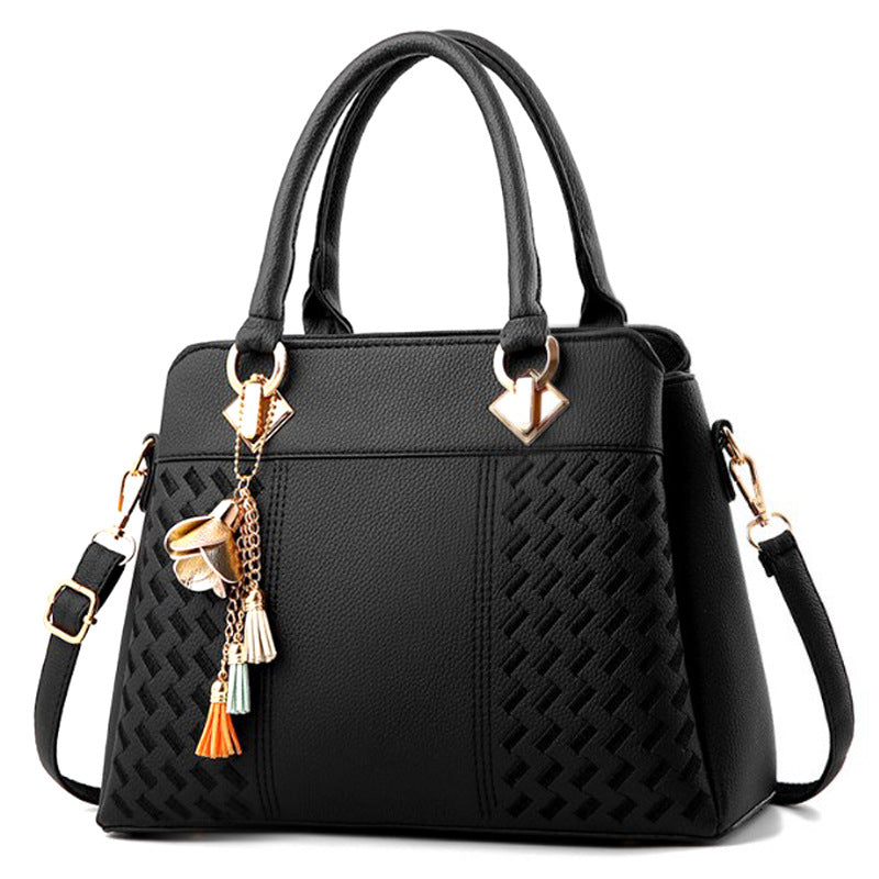 Sac à main femme grande taille – broderie losanges, bandoulière, style casual élégant