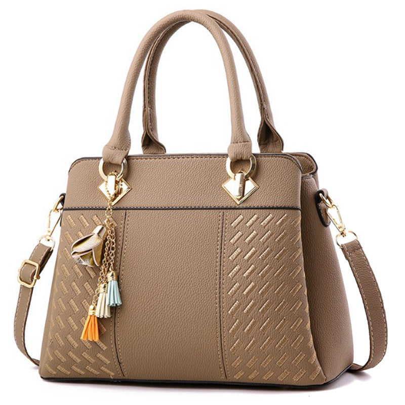 Sac à main femme grande taille – broderie losanges, bandoulière, style casual élégant