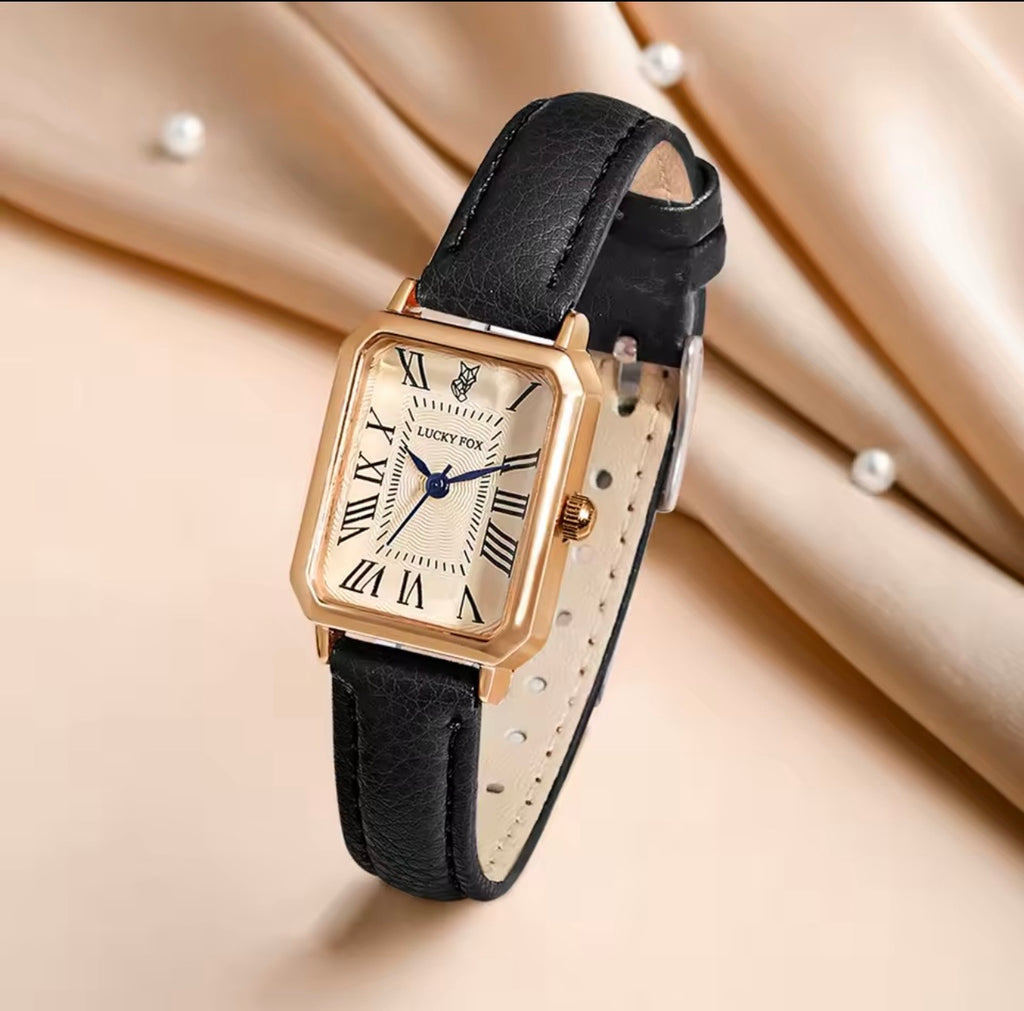 Montre Élégance Rectangulaire – Bracelet Effet Cuir