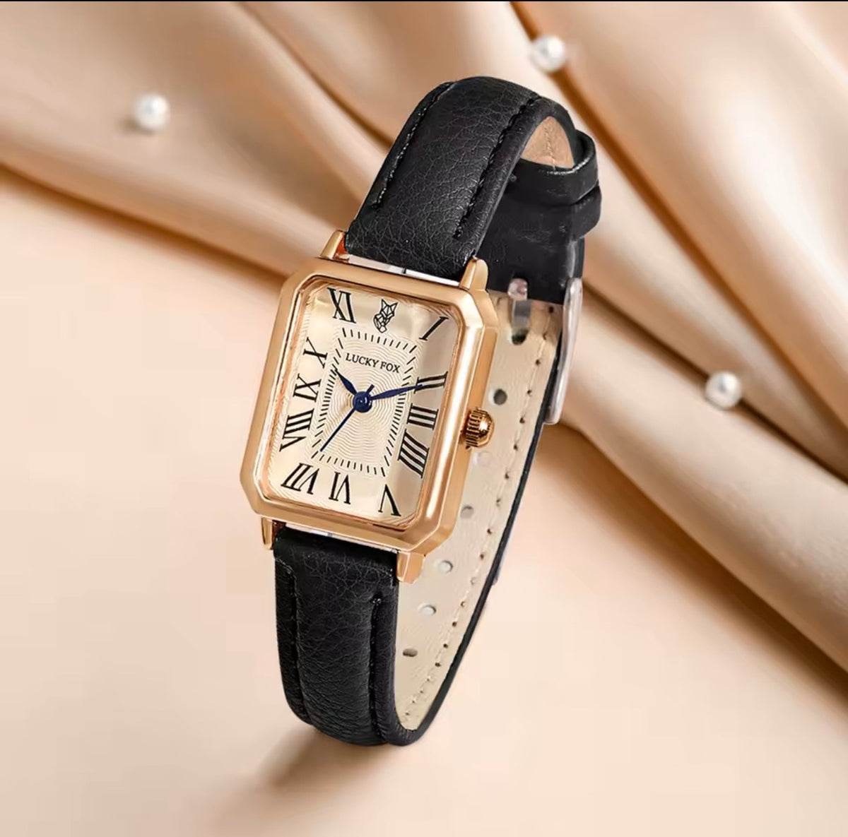 Montre Élégance Rectangulaire – Bracelet Effet Cuir