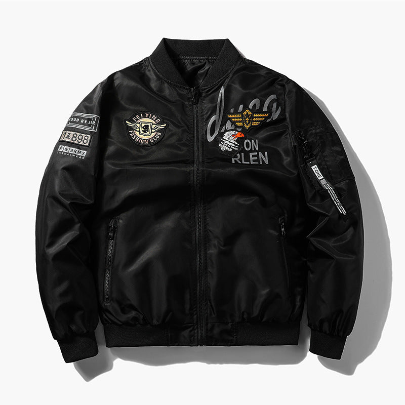 Veste bomber MA1 homme réversible grande taille – style baseball brodé, automne-hiver