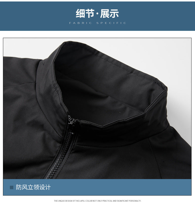 Veste homme style streetwear à col montant – empiècements réfléchissants, coupe ample, printemps-automne