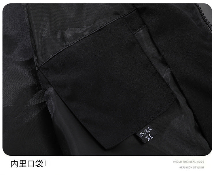 Veste homme style streetwear à col montant – empiècements réfléchissants, coupe ample, printemps-automne
