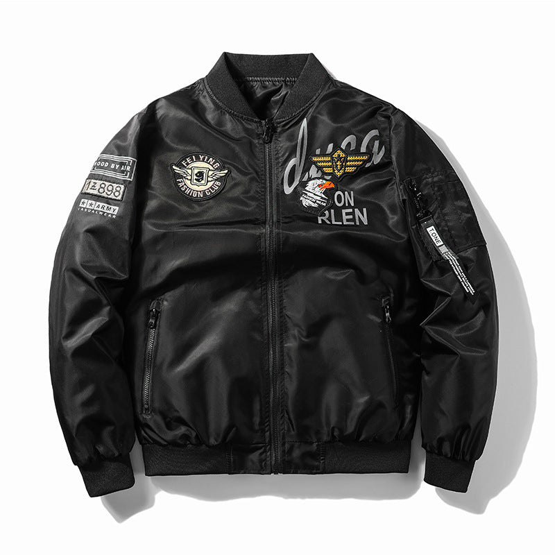Veste bomber MA1 homme réversible grande taille – style baseball brodé, automne-hiver