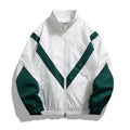 Veste homme style streetwear à col montant – empiècements réfléchissants, coupe ample, printemps-automne