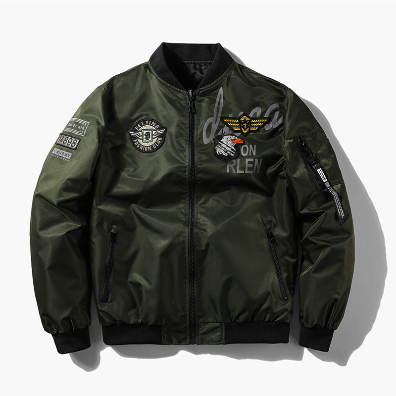 Veste bomber MA1 homme réversible grande taille – style baseball brodé, automne-hiver