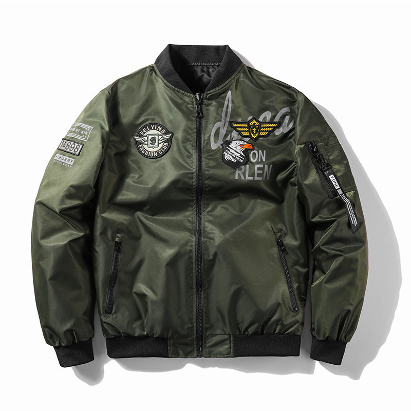 Veste bomber MA1 homme réversible grande taille – style baseball brodé, automne-hiver