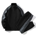 Ensemble de sport homme deux pièces – veste col montant à trois bandes, style couple, printemps-automne
