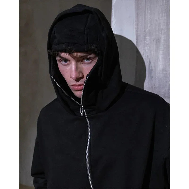 Veste à capuche double avec masque intégré – Style Y2K