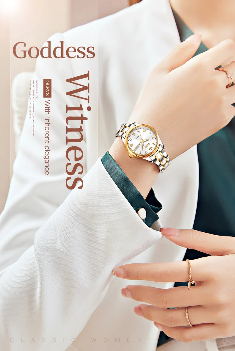 Montre Femme OLEVS 5563 – Élégante, Étanche, Quartz et Acier Inoxydable