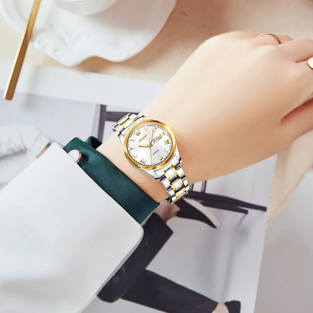Montre Femme OLEVS 5563 – Élégante, Étanche, Quartz et Acier Inoxydable