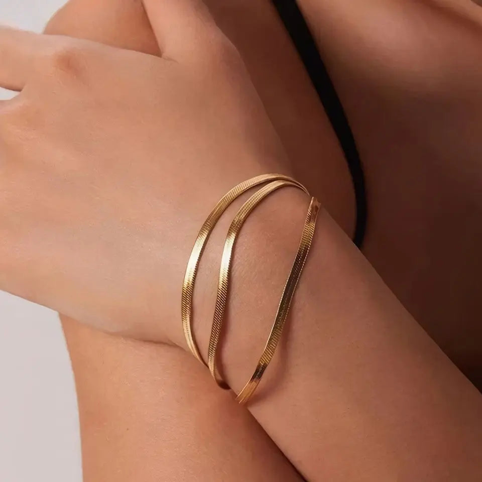 Bracelet Chaîne Serpent en Acier Inoxydable – 2/3/4/5 mm, Or ou Argent