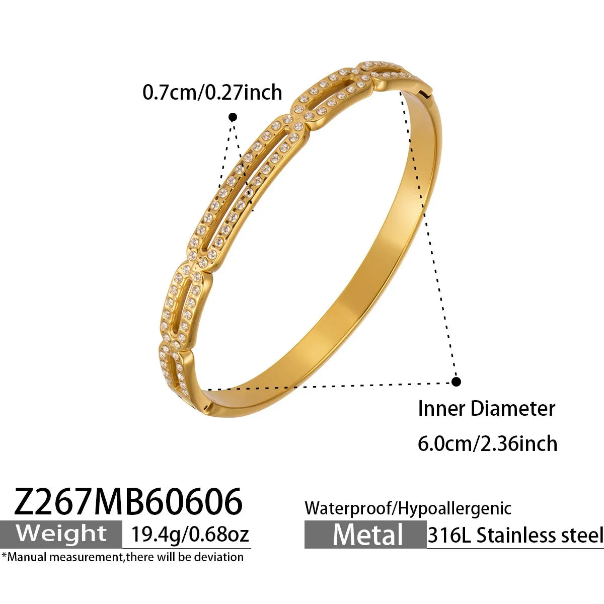 Bracelet Femme 18K Doré – Fleurs, Cœur & Zircon