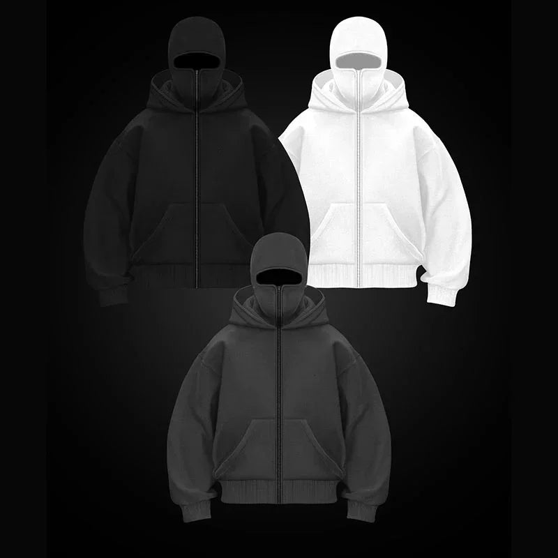 Veste à capuche double avec masque intégré – Style Y2K