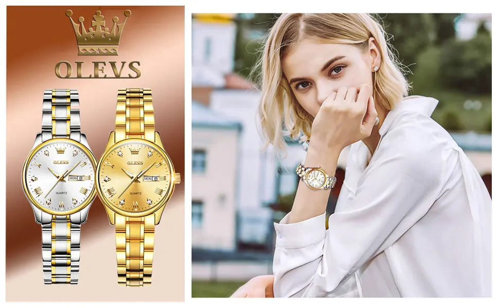 Montre Femme OLEVS 5563 – Élégante, Étanche, Quartz et Acier Inoxydable