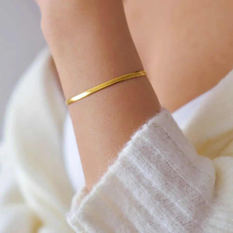 Bracelet Chaîne Serpent en Acier Inoxydable – 2/3/4/5 mm, Or ou Argent