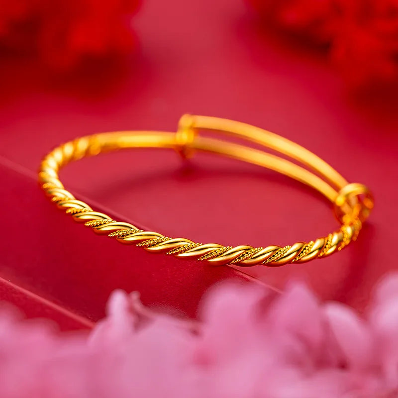 Bracelet Jonc Torsadé Élégant – Or Jaune 18K