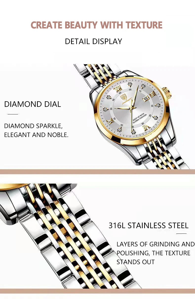 Montre Femme POEDAGAR 268 – Élégante, Étanche, Quartz et Acier Inoxydable