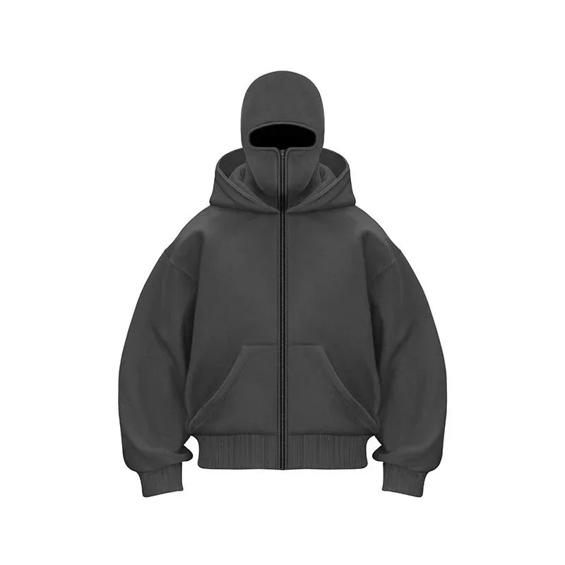 Veste à capuche double avec masque intégré – Style Y2K