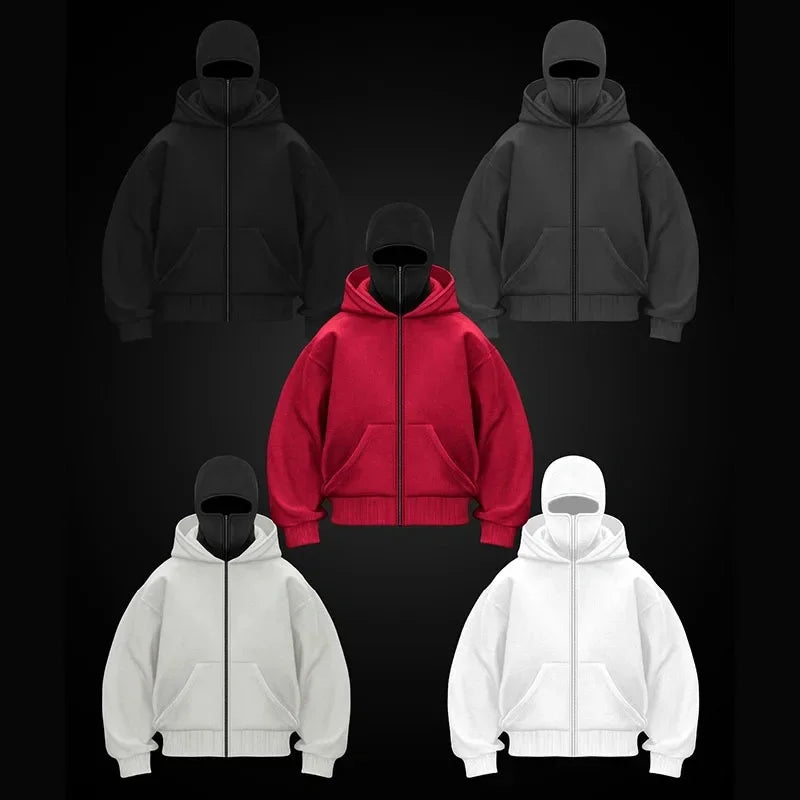 Veste à capuche double avec masque intégré – Style Y2K