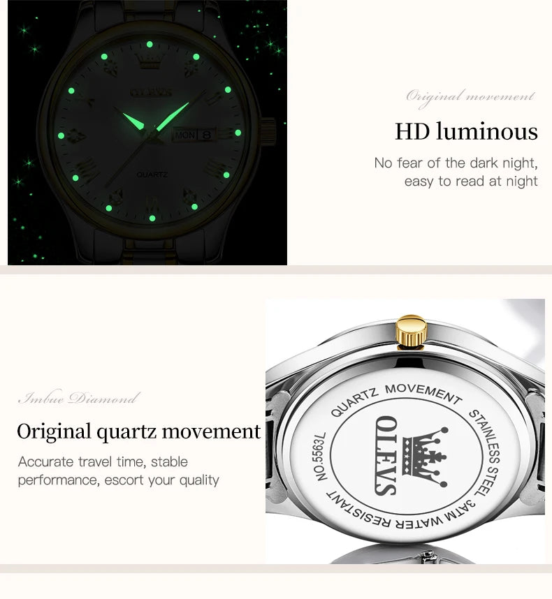 Montre Femme OLEVS 5563 – Élégante, Étanche, Quartz et Acier Inoxydable