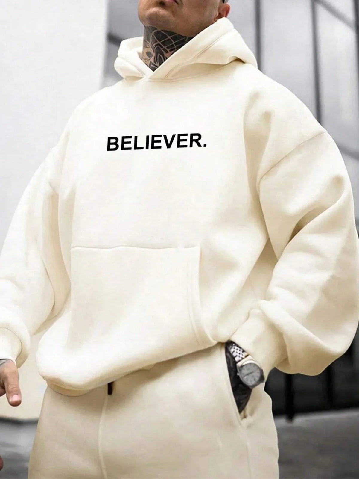 Sweat à capuche oversize imprimé « Believer » – homme et femme, style Harajuku, automne-hiver 2026
