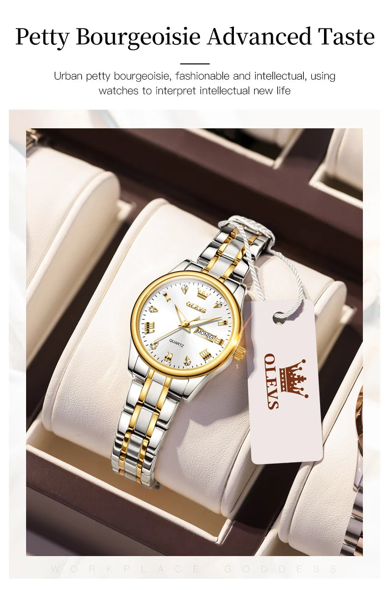 Montre Femme OLEVS 5563 – Élégante, Étanche, Quartz et Acier Inoxydable