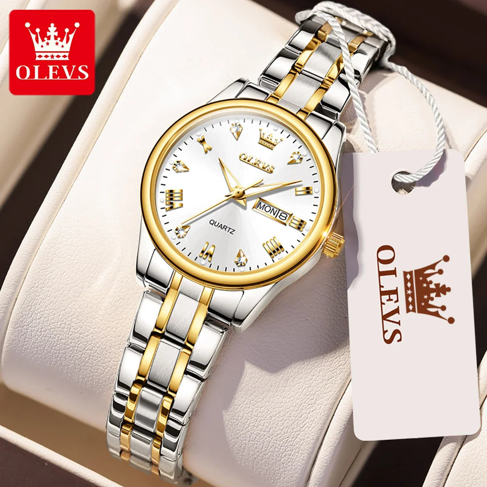 Montre Femme OLEVS 5563 – Élégante, Étanche, Quartz et Acier Inoxydable