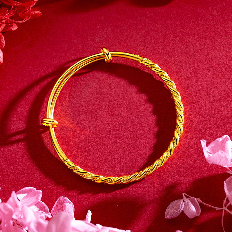 Bracelet Jonc Torsadé Élégant – Or Jaune 18K
