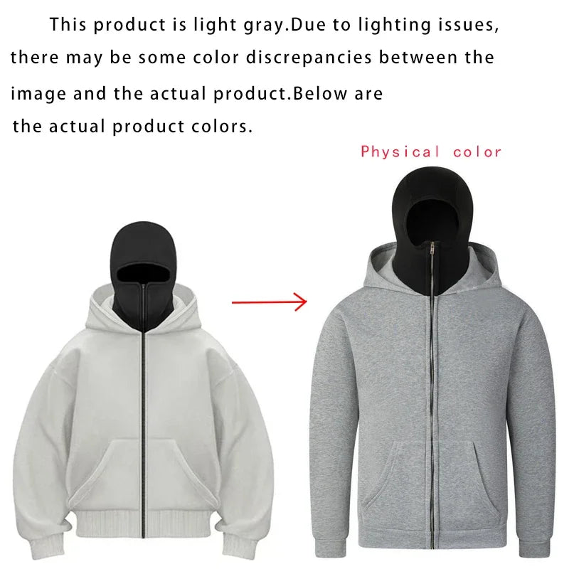 Veste à capuche double avec masque intégré – Style Y2K
