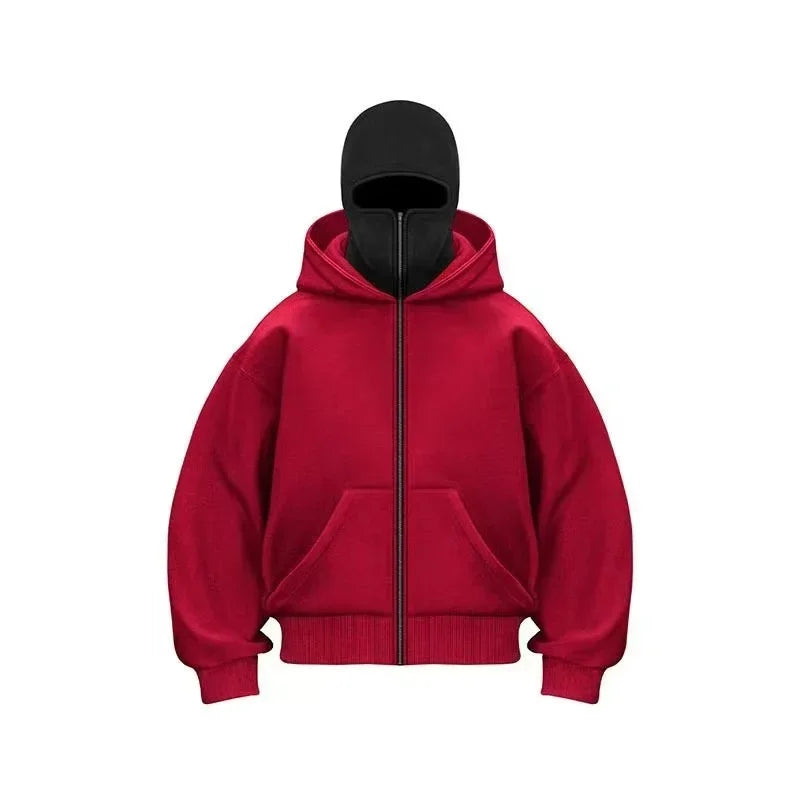 Veste à capuche double avec masque intégré – Style Y2K