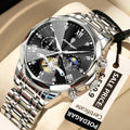 Montre Homme POEDAGAR 938 – Chronographe Quartz, Acier Inoxydable, Étanche 3 ATM