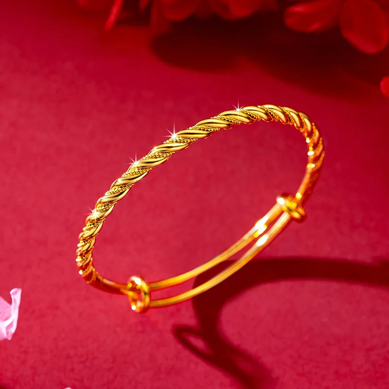 Bracelet Jonc Torsadé Élégant – Or Jaune 18K