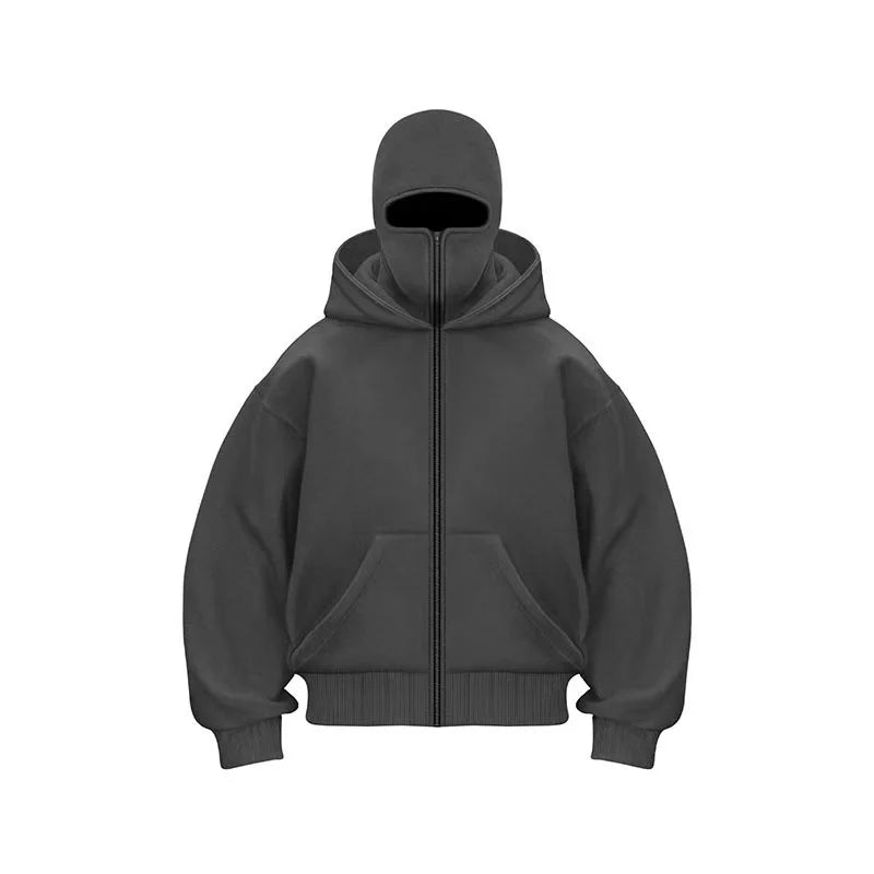 Veste à capuche double avec masque intégré – Style Y2K