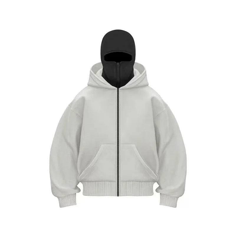 Veste à capuche double avec masque intégré – Style Y2K