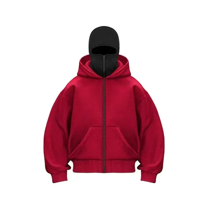 Veste à capuche double avec masque intégré – Style Y2K