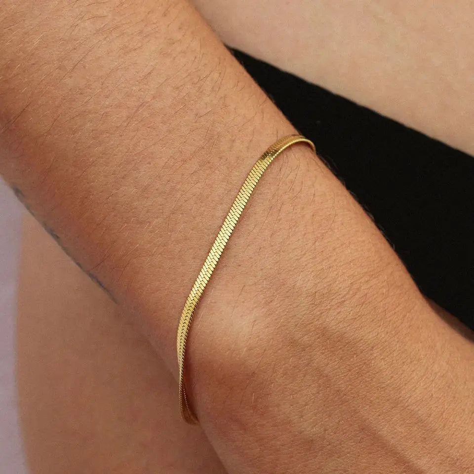 Bracelet Chaîne Serpent en Acier Inoxydable – 2/3/4/5 mm, Or ou Argent