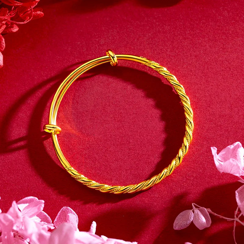 Bracelet Jonc Torsadé Élégant – Or Jaune 18K
