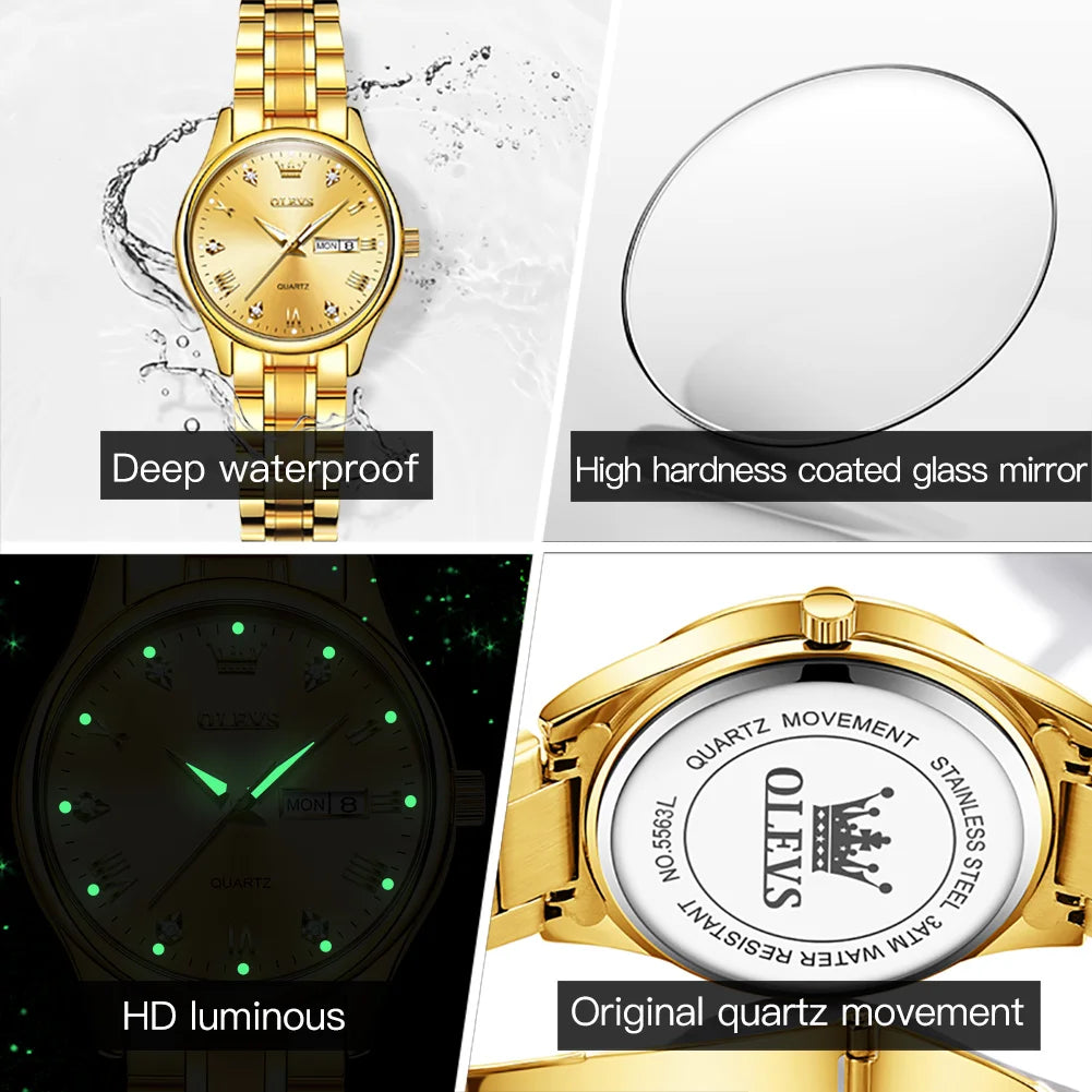 Montre Femme OLEVS 5563 – Élégante, Étanche, Quartz et Acier Inoxydable