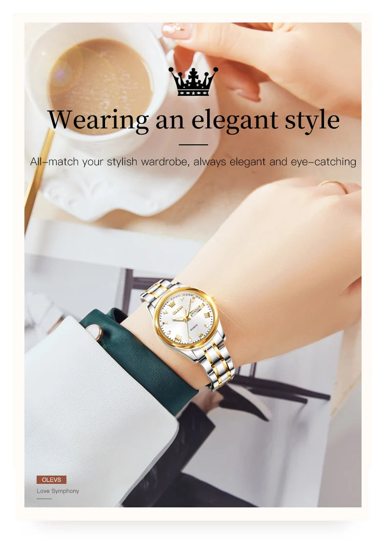 Montre Femme OLEVS 5563 – Élégante, Étanche, Quartz et Acier Inoxydable