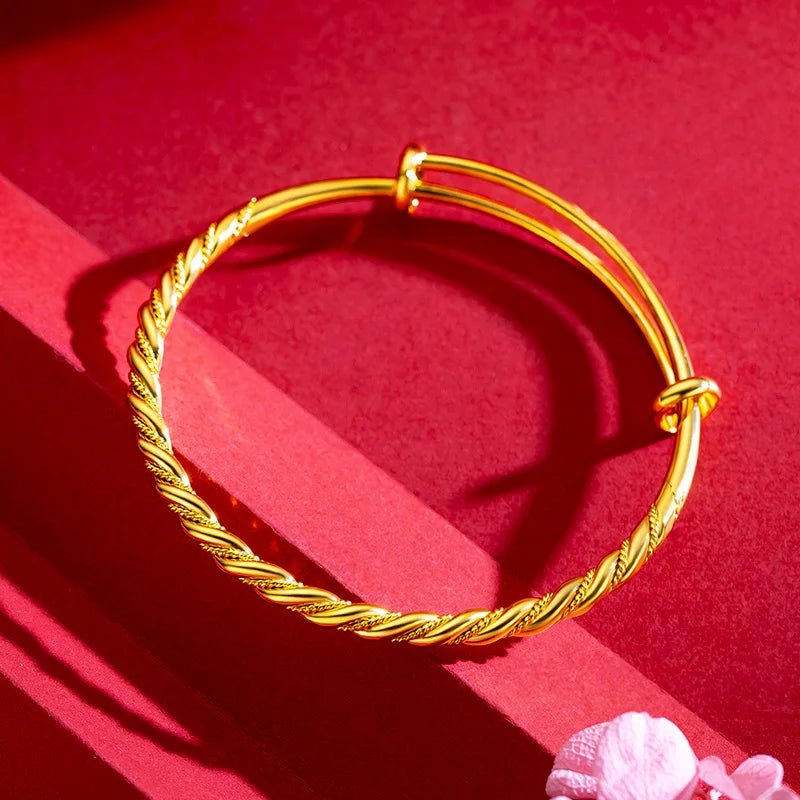 Bracelet Jonc Torsadé Élégant – Or Jaune 18K