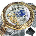 Montre Mécanique Homme FORSINING – Squelette Luxe Or, Phase de Lune