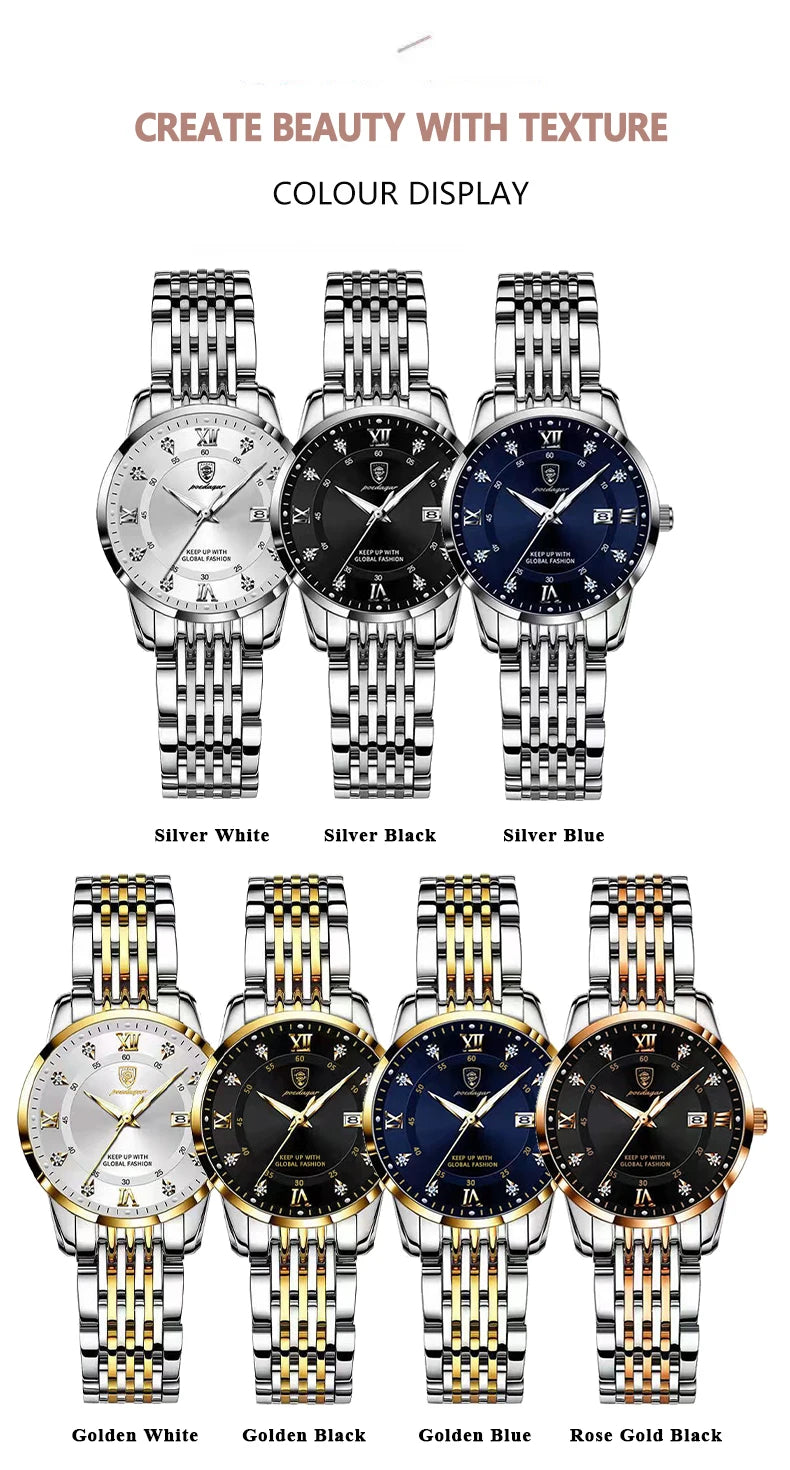 Montre Femme POEDAGAR 268 – Élégante, Étanche, Quartz et Acier Inoxydable