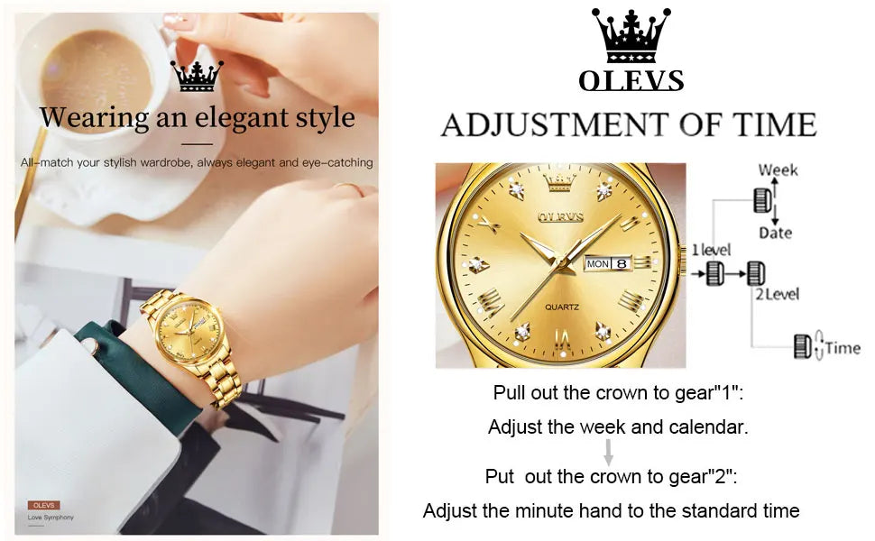 Montre Femme OLEVS 5563 – Élégante, Étanche, Quartz et Acier Inoxydable