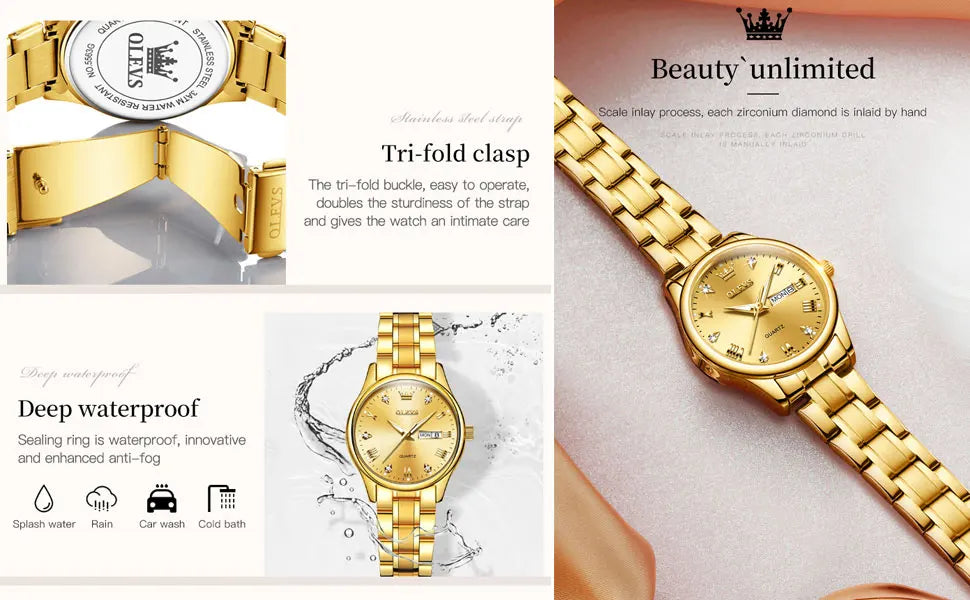 Montre Femme OLEVS 5563 – Élégante, Étanche, Quartz et Acier Inoxydable